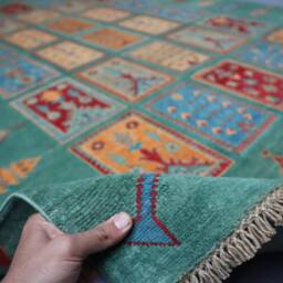 7x10 Green Tribal Area Rug - Tree Floral Design Hand Knotted Natural Veg Dyes Wool Afghan Oriental Bedroom Rugs For Living Room - thumbnail 3