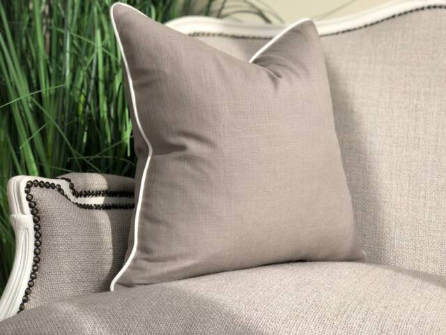 Grey Cushion Cover - Gray Pillow Grey Home Decor With Piping Linen Cover - image 1
