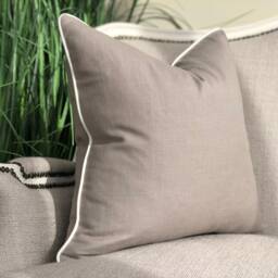 Grey Cushion Cover - Gray Pillow Grey Home Decor With Piping Linen Cover - thumbnail 2
