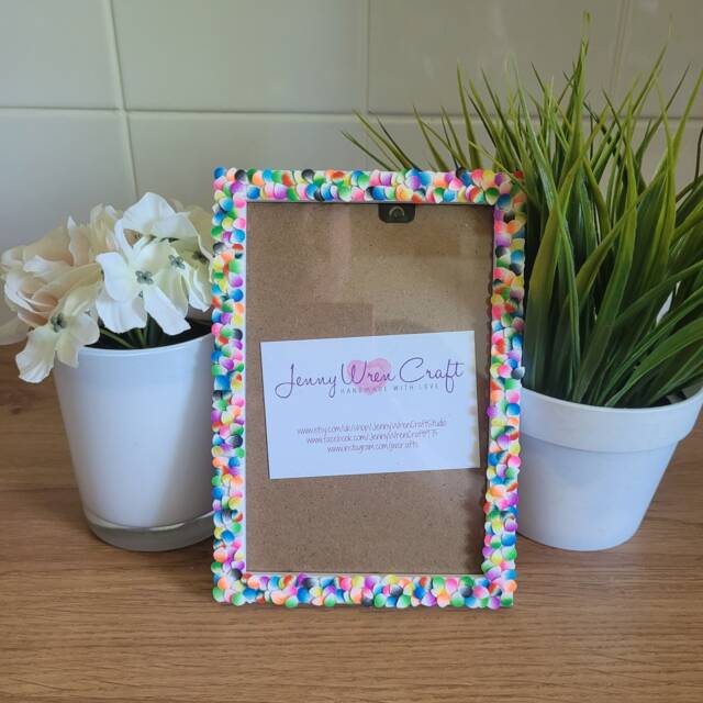 Colourful Feather Clay Slices Photo Frame 4 X 6 Inches - image 1