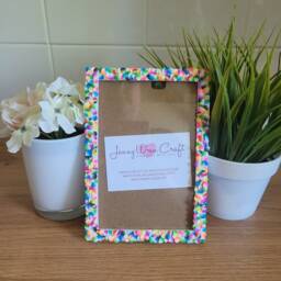 Colourful Feather Clay Slices Photo Frame 4 X 6 Inches - thumbnail 1