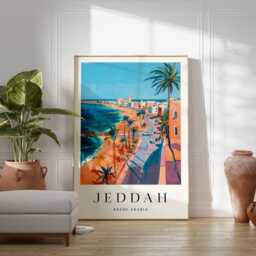 Jeddah Saudi Arabia Travel Poster Red Sea Islamic Art Print - thumbnail 2