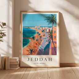 Jeddah Saudi Arabia Travel Poster Red Sea Islamic Art Print - thumbnail 3