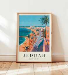 Jeddah Saudi Arabia Travel Poster Red Sea Islamic Art Print - thumbnail 1