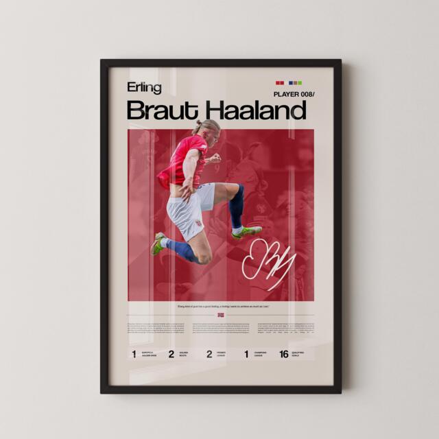 Erling Haaland Norway Poster, Football Wall Art, Soccer Print, Stats World Cup Gift, Sports Decor - image 1
