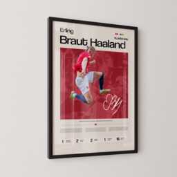 Erling Haaland Norway Poster, Football Wall Art, Soccer Print, Stats World Cup Gift, Sports Decor - thumbnail 2