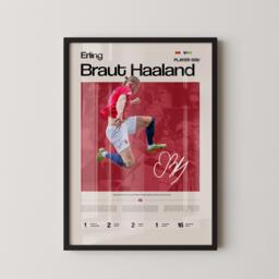 Erling Haaland Norway Poster, Football Wall Art, Soccer Print, Stats World Cup Gift, Sports Decor - thumbnail 1