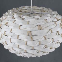 Handwoven Paper & Rattan Pendant Light, Decor Ceiling Lighting Fixture, Lampshade Width 15.7 - thumbnail 2