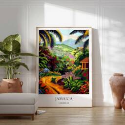 Jamaica Poster, Jamaican Beach Decor, Caribbean Wall Art, Island Paradise Tropical Landscape Print, Travel Poster - thumbnail 2