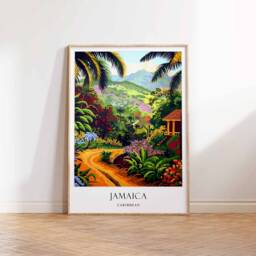 Jamaica Poster, Jamaican Beach Decor, Caribbean Wall Art, Island Paradise Tropical Landscape Print, Travel Poster - thumbnail 3