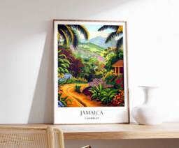 Jamaica Poster, Jamaican Beach Decor, Caribbean Wall Art, Island Paradise Tropical Landscape Print, Travel Poster - thumbnail 1