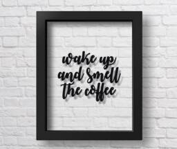 Transparent Wake Up & Smell The Coffee Print Kitchen Wall Decor Art Inspiring Minimalist Poster - thumbnail 1