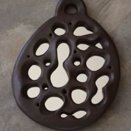 Brown Ceramic Wall Mirror - Unique Piece - thumbnail 2