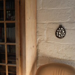 Brown Ceramic Wall Mirror - Unique Piece - thumbnail 4