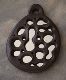 Brown Ceramic Wall Mirror - Unique Piece
