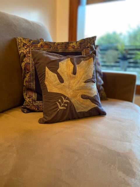 Zari Embroidered Kashmiri Cushion Covers, Home Decor Cushion, Set Of 6, Grey Velvet Cover, Bed Room Living - image 1