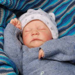 Crochet Blanket For Reborn Baby Children Handmade Turquoise Gray Blue Navy 104cm X - thumbnail 4