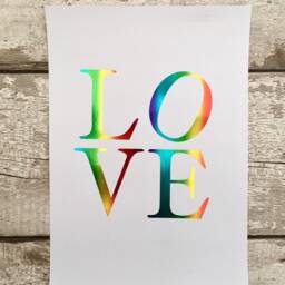 Love Real Foil Print, Rainbow Colours Art Print Frame, Valentines Gift, Wedding Decoration, Bedroom Decor, Gallery Wall, New Home Gift - thumbnail 2