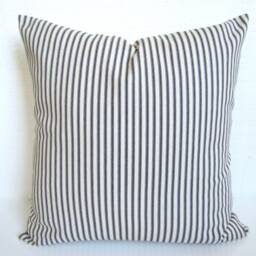 Charcoal Pillows Grey Pillow Covers Charcoal Gray Ticking Stripe Cover Home Decor - thumbnail 4