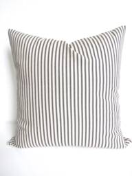 Charcoal Pillows Grey Pillow Covers Charcoal Gray Ticking Stripe Cover Home Decor - thumbnail 1
