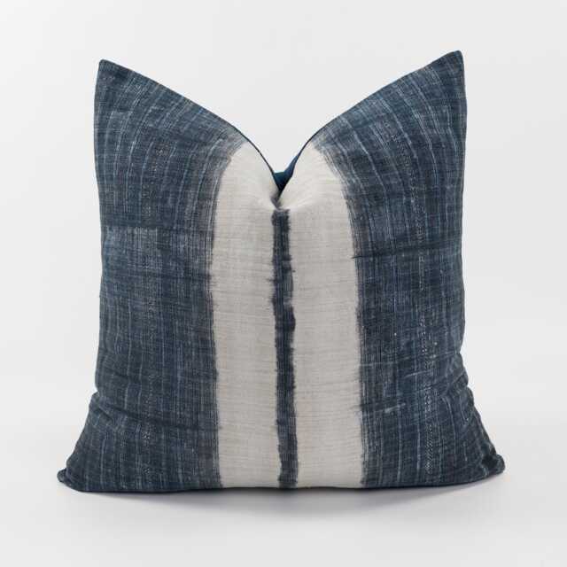 Vintage Indigo Hemp Throw Pillow Cover, White Stripe, Hill Tribe Textile - image 1
