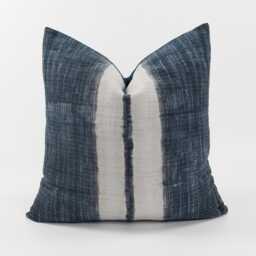 Vintage Indigo Hemp Throw Pillow Cover, White Stripe, Hill Tribe Textile - thumbnail 1