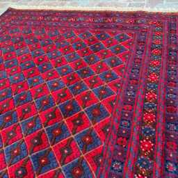 4x6 Hand-Knotted Turkman Tribal Rug - Vintage Red Wool Area Rug, Afghan Carpet, Geometric Diamond Pattern, Oriental Boho Gift - thumbnail 3