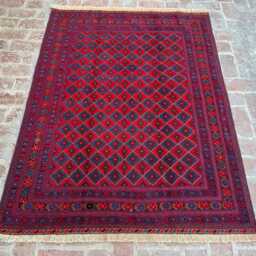 4x6 Hand-Knotted Turkman Tribal Rug - Vintage Red Wool Area Rug, Afghan Carpet, Geometric Diamond Pattern, Oriental Boho Gift - thumbnail 2