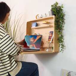 Folding Wall Desk Space-Saving Plywood Laptop Desk - thumbnail 1