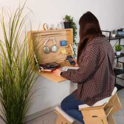Folding Wall Desk Space-Saving Plywood Laptop Desk - thumbnail 3