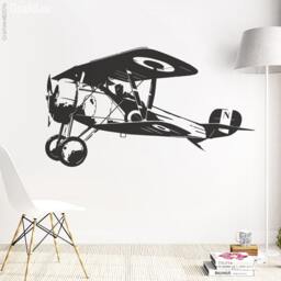 Airplane Biplane - Wall Decal Sticker Decoration Tattoo Interior Design Motif W601 - thumbnail 1