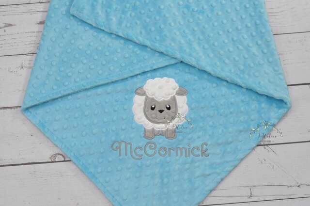 Sheep Baby Blanket Personalized Minky-Sheep Baby Blanket-Farm Animal Blanket-Sheep Blanket-Minky Goat Blanket-Woodland Monogrammed - image 1