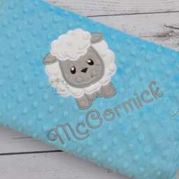 Sheep Baby Blanket Personalized Minky-Sheep Baby Blanket-Farm Animal Blanket-Sheep Blanket-Minky Goat Blanket-Woodland Monogrammed - thumbnail 2