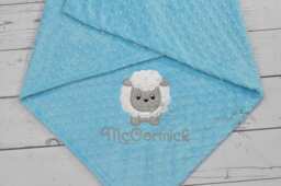 Sheep Baby Blanket Personalized Minky-Sheep Baby Blanket-Farm Animal Blanket-Sheep Blanket-Minky Goat Blanket-Woodland Monogrammed - thumbnail 1
