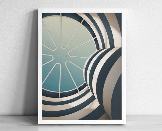 Guggenheim Museum Modern Architecture Art Print - Graphic Illustration Abstract Poster Minimalist New York - image 1