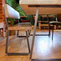 Rustic Industrial Handmade Dining Table With 2 Benches Backs - thumbnail 4