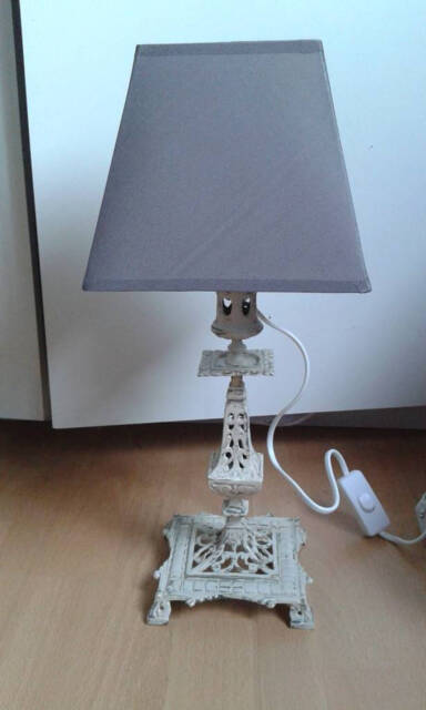 Pretty Patinated Linen Candlestick Lamp - image 1