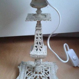 Pretty Patinated Linen Candlestick Lamp - thumbnail 2