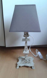 Pretty Patinated Linen Candlestick Lamp - thumbnail 1
