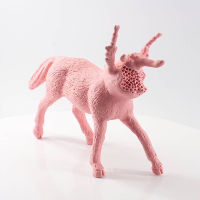 Lychee Pink Horse Insect Hybrid Sculpture - Surreal Art, Hand Made - image 1