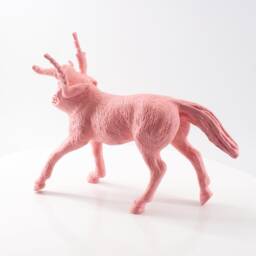 Lychee Pink Horse Insect Hybrid Sculpture - Surreal Art, Hand Made - thumbnail 2