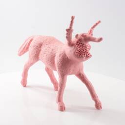 Lychee Pink Horse Insect Hybrid Sculpture - Surreal Art, Hand Made - thumbnail 1