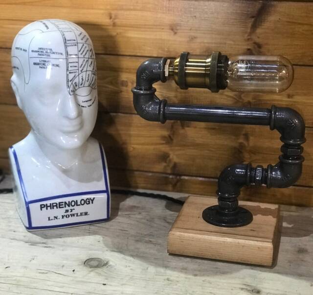 Industrial Table/Desk Lamp, Retro, Steampunk, Farmhouse Decor, Art, Unique Edison, Rustic, Mancave, Garage, Bedside Light. Man Cave - image 1