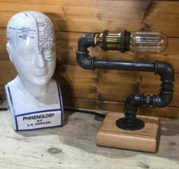 Industrial Table/Desk Lamp, Retro, Steampunk, Farmhouse Decor, Art, Unique Edison, Rustic, Mancave, Garage, Bedside Light. Man Cave - thumbnail 1