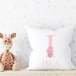 Floral Baby Name Cushion, Personalised Cushion Cover, Girls Bedroom, Pink Flower Nursery Accessories, Girl Gift - thumbnail 4