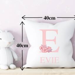 Floral Baby Name Cushion, Personalised Cushion Cover, Girls Bedroom, Pink Flower Nursery Accessories, Girl Gift - thumbnail 2