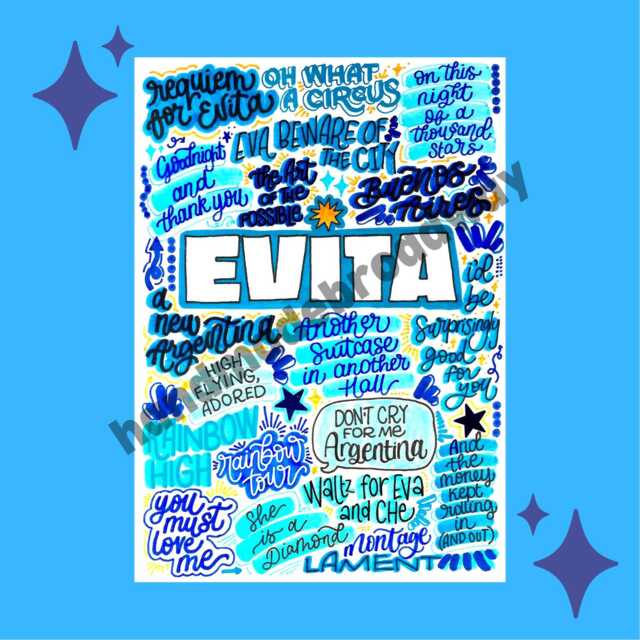 Evita - New London Production Musical Theatre Poster, Broadway Wall Art, Lover Gift, Music Home Decor - image 1