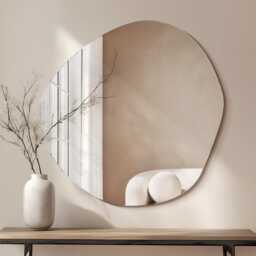 stylish Frameless Mirror, Bedroom Irregular Luxury Mirror Small Wavy Bathroom - thumbnail 2
