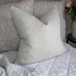 Herringbone Cushion Cover, Ivory Grey Woven Pillow Cover For Sofa Bed -Furnishing Durable Designer Fabric Worldwide Shipping - Double Sided - thumbnail 1