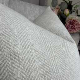 Herringbone Cushion Cover, Ivory Grey Woven Pillow Cover For Sofa Bed -Furnishing Durable Designer Fabric Worldwide Shipping - Double Sided - thumbnail 2